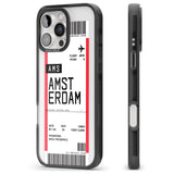 iPhone 16 Pro Max Personalised Amsterdam Boarding Pass Black Impact Phone Case