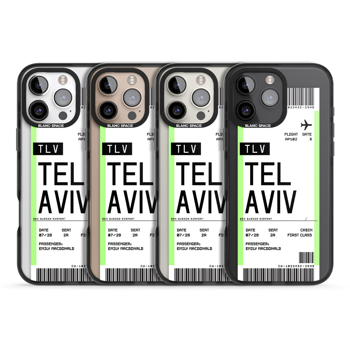 iPhone 16 Pro Max Personalised Tel Aviv Boarding Pass Black Impact Phone Case