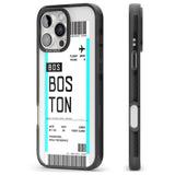 iPhone 16 Pro Max Personalised Boston Boarding Pass Black Impact Phone Case