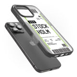 iPhone 16 Pro Max Personalised Stockholm Boarding Pass Black Impact Phone Case