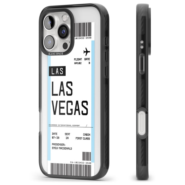 iPhone 16 Pro Max Personalised Las Vegas Boarding Pass Black Impact Phone Case