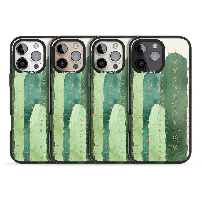 iPhone 16 Pro Max Large Cacti Mix Design Black Impact Phone Case