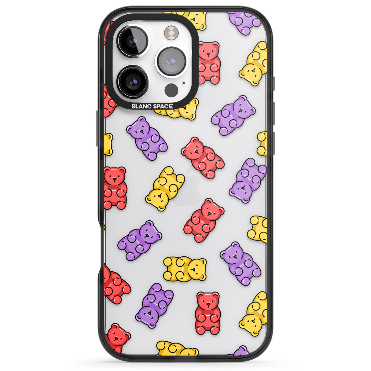 iPhone 16 Pro Max Gummy Bear Pattern Black Impact Phone Case