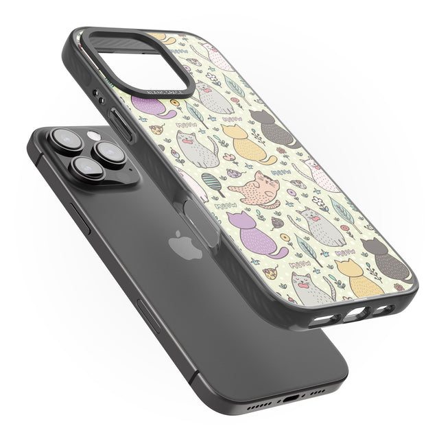 iPhone 16 Pro Max Cat Pattern Cream Black Impact Phone Case