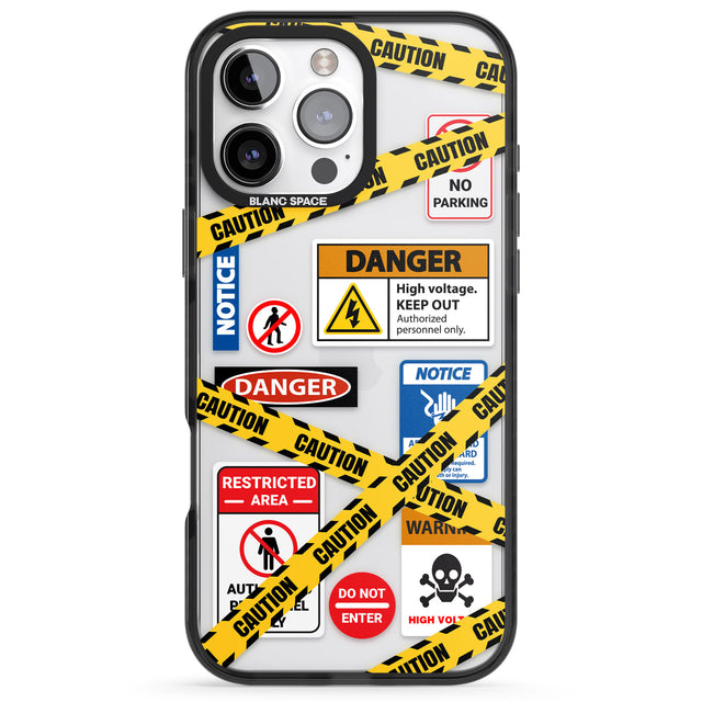 iPhone 16 Pro Max CAUTION Black Impact Phone Case