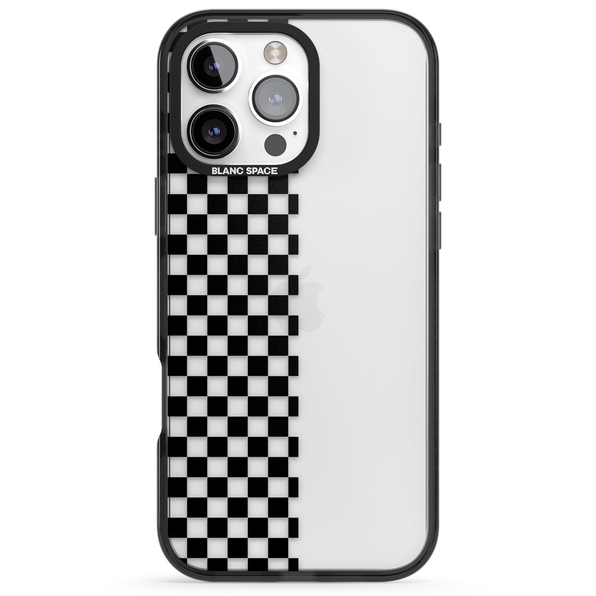 iPhone 16 Pro Max Checker: Half Black Check on Clear Black Impact Phone Case