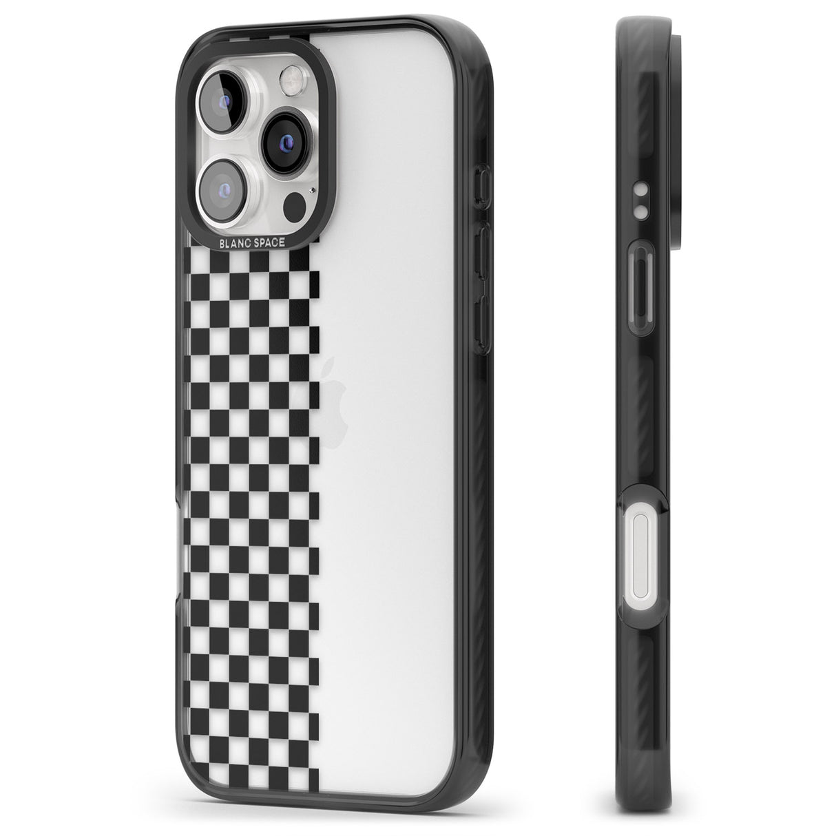 iPhone 16 Pro Max Checker: Half Black Check on Clear Black Impact Phone Case