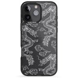 iPhone 16 Pro Max White Dragon Pattern Black Impact Phone Case