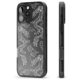 iPhone 16 Pro Max White Dragon Pattern Black Impact Phone Case