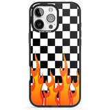 iPhone 16 Pro Max Checkered Fire Black Impact Phone Case