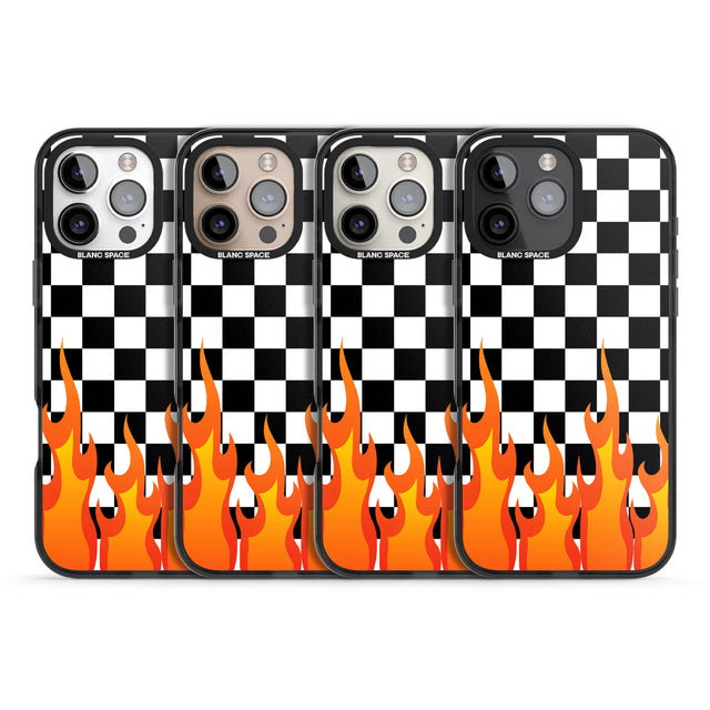 iPhone 16 Pro Max Checkered Fire Black Impact Phone Case