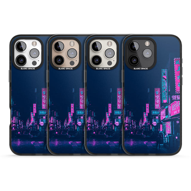 iPhone 16 Pro Max Pink & Turquoise - Neon Cities Black Impact Phone Case