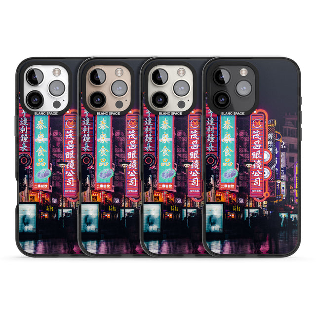 iPhone 16 Pro Max Busy Street - Neon Cities Photographs Black Impact Phone Case