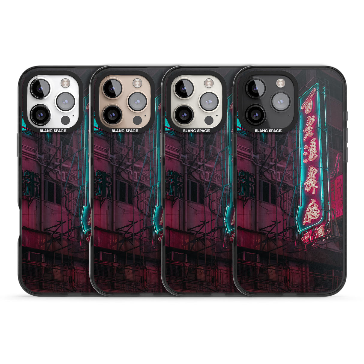 iPhone 16 Pro Max Large Kanji Sign - Neon Cities Photographs Black Impact Phone Case