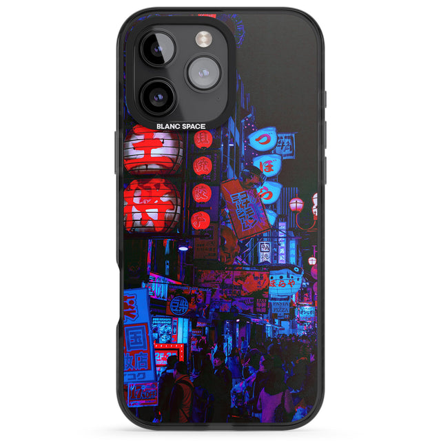 iPhone 16 Pro Max Red & Turquoise - Neon Cities Photographs Black Impact Phone Case