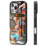 iPhone 16 Pro Max Vintage Collage: Road Trip Black Impact Phone Case