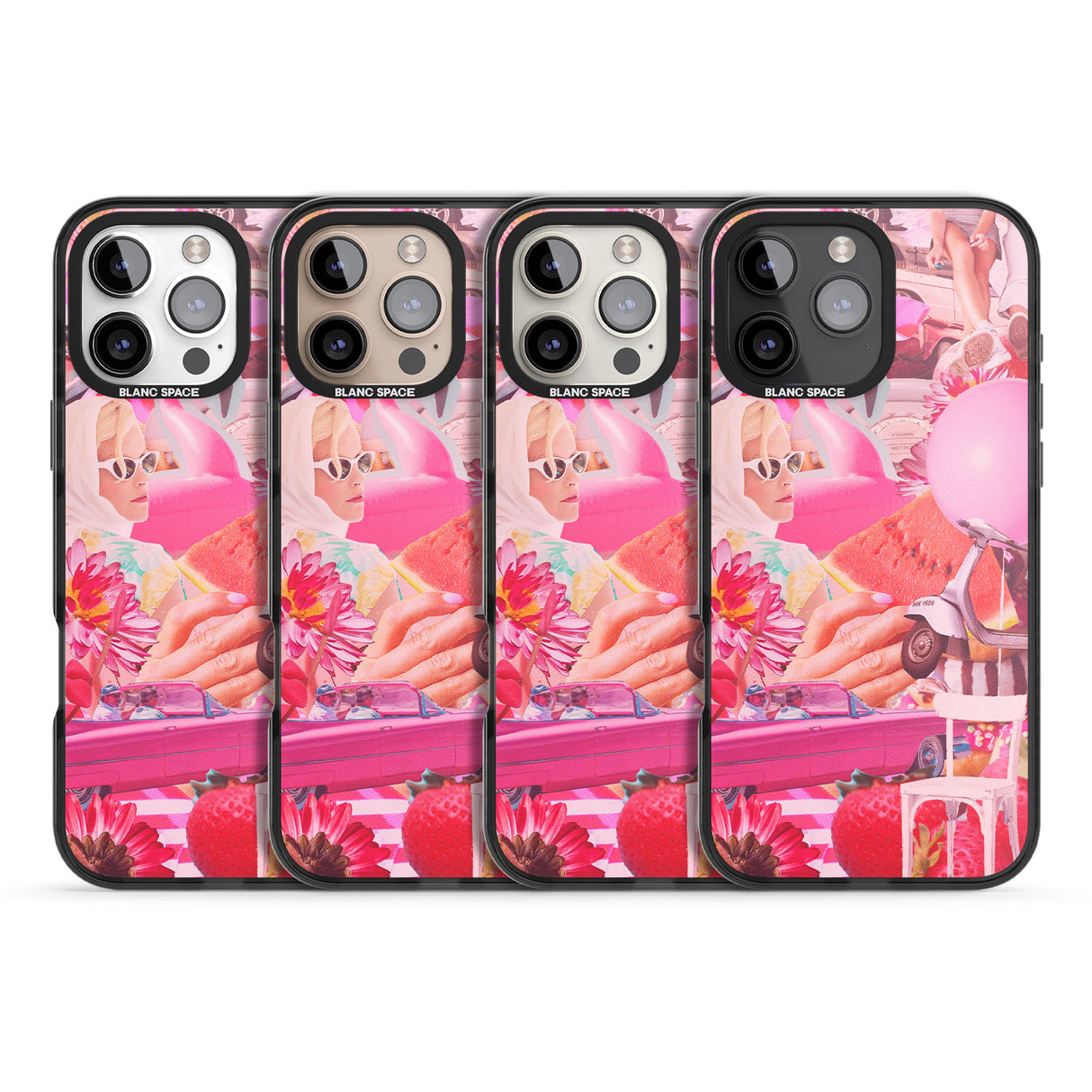 iPhone 16 Pro Max Vintage Collage: Pink Glamour Black Impact Phone Case