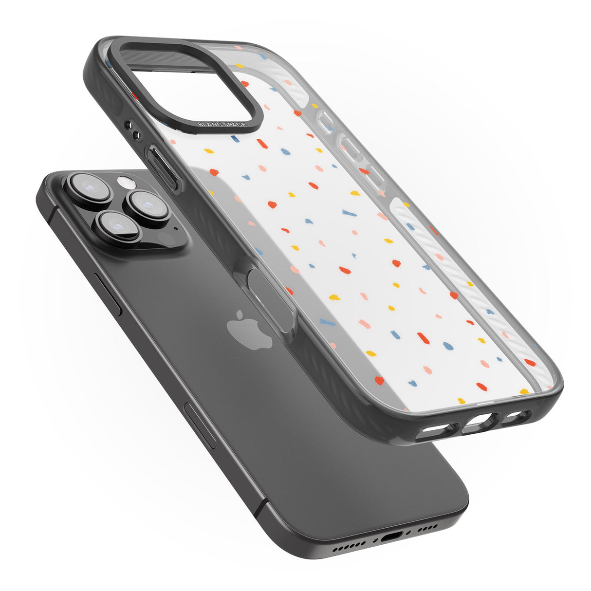 iPhone 16 Pro Max Small Confetti Print Clear Black Impact Phone Case