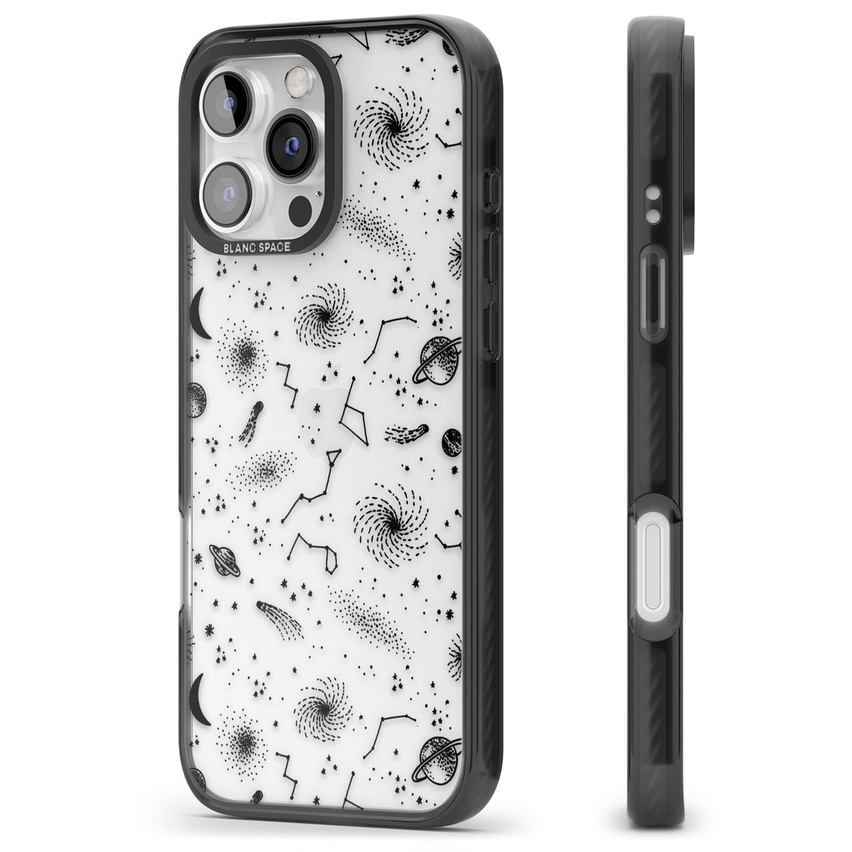 iPhone 16 Pro Max Mixed Galaxy Pattern Black Impact Phone Case