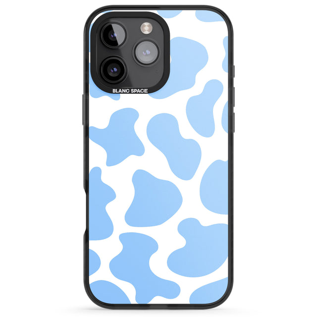 iPhone 16 Pro Max Blue and White Cow Print Black Impact Phone Case