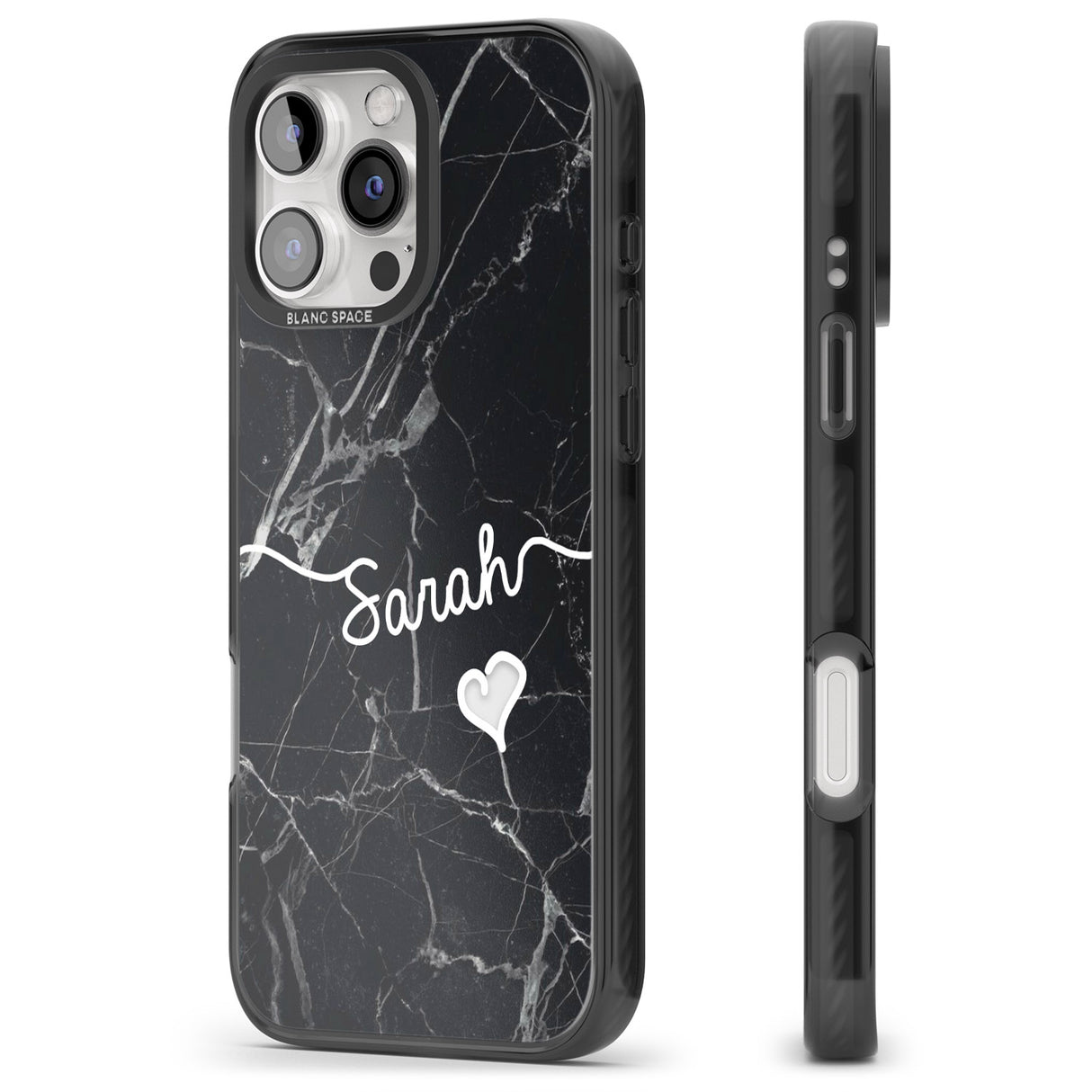 iPhone 16 Pro Max Black Marble Black Impact Phone Case