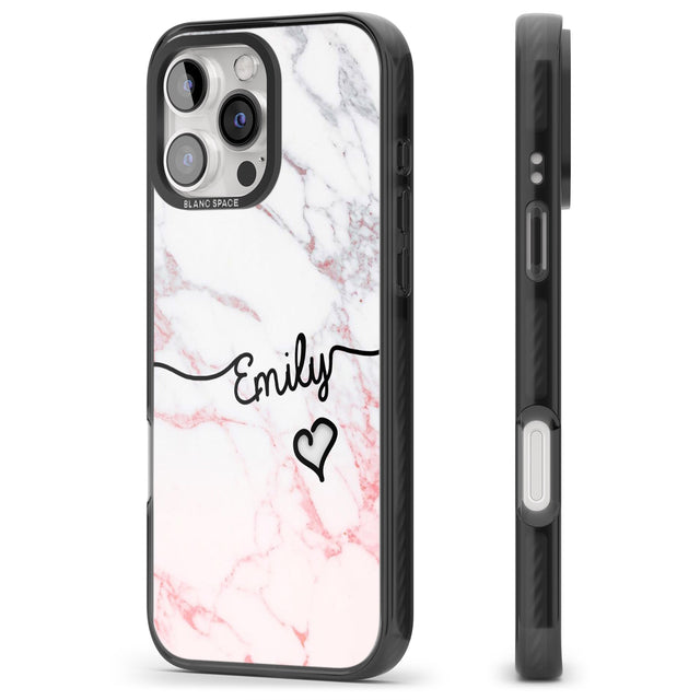 iPhone 16 Pro Max Pink Fade Marble Black Impact Phone Case