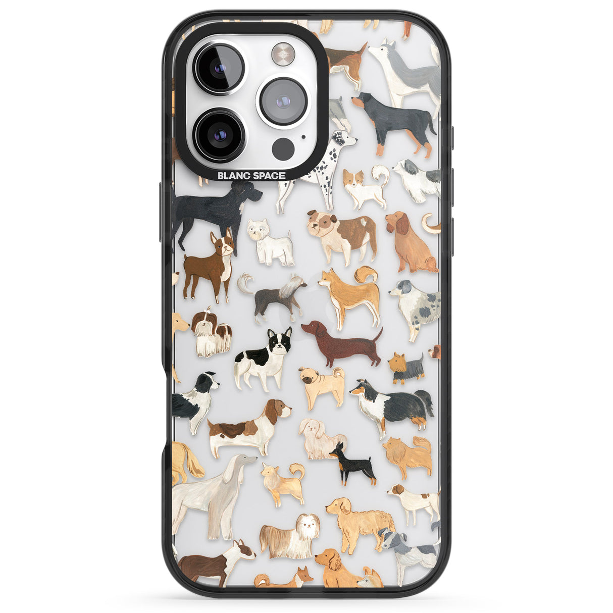 iPhone 16 Pro Max Hand Painted Dogs Black Impact Phone Case