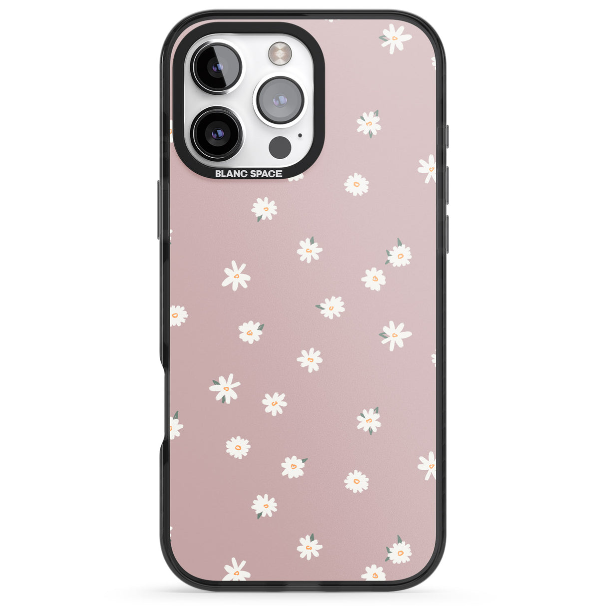 iPhone 16 Pro Max Dark Pink Cute Floral Design Black Impact Phone Case