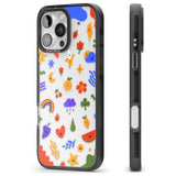 iPhone 16 Pro Max Mixed Cute Icon Pattern - Clear Black Impact Phone Case