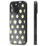 iPhone 16 Pro Max White Daisy Pattern (Clear) Black Impact Phone Case