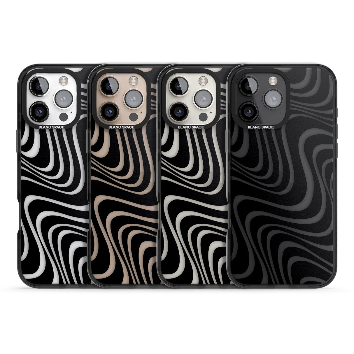 iPhone 16 Pro Max Abstract Waves Black Impact Phone Case