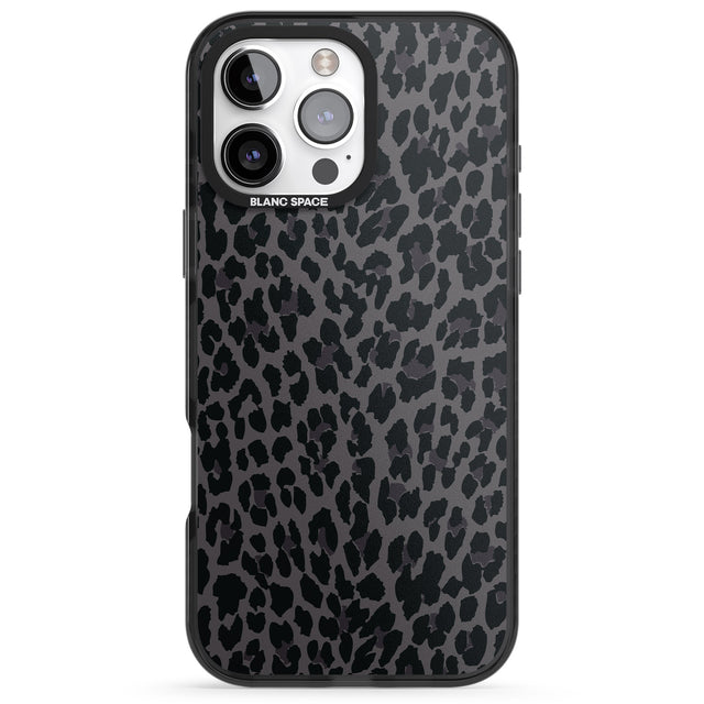 iPhone 16 Pro Max Dark Animal Print Pattern Small Leopard Black Impact Phone Case