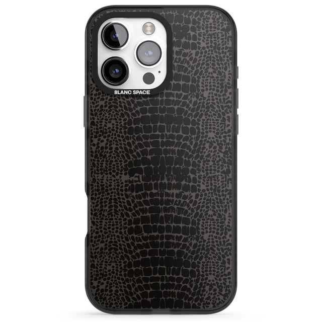 iPhone 16 Pro Max Dark Animal Print Pattern Snake Skin Black Impact Phone Case