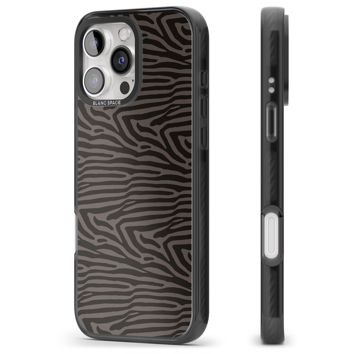 iPhone 16 Pro Max Dark Animal Print Pattern Zebra Black Impact Phone Case