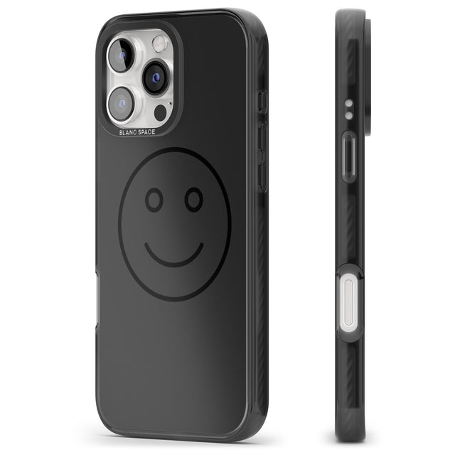 iPhone 16 Pro Max Dark Smiley Face Black Impact Phone Case