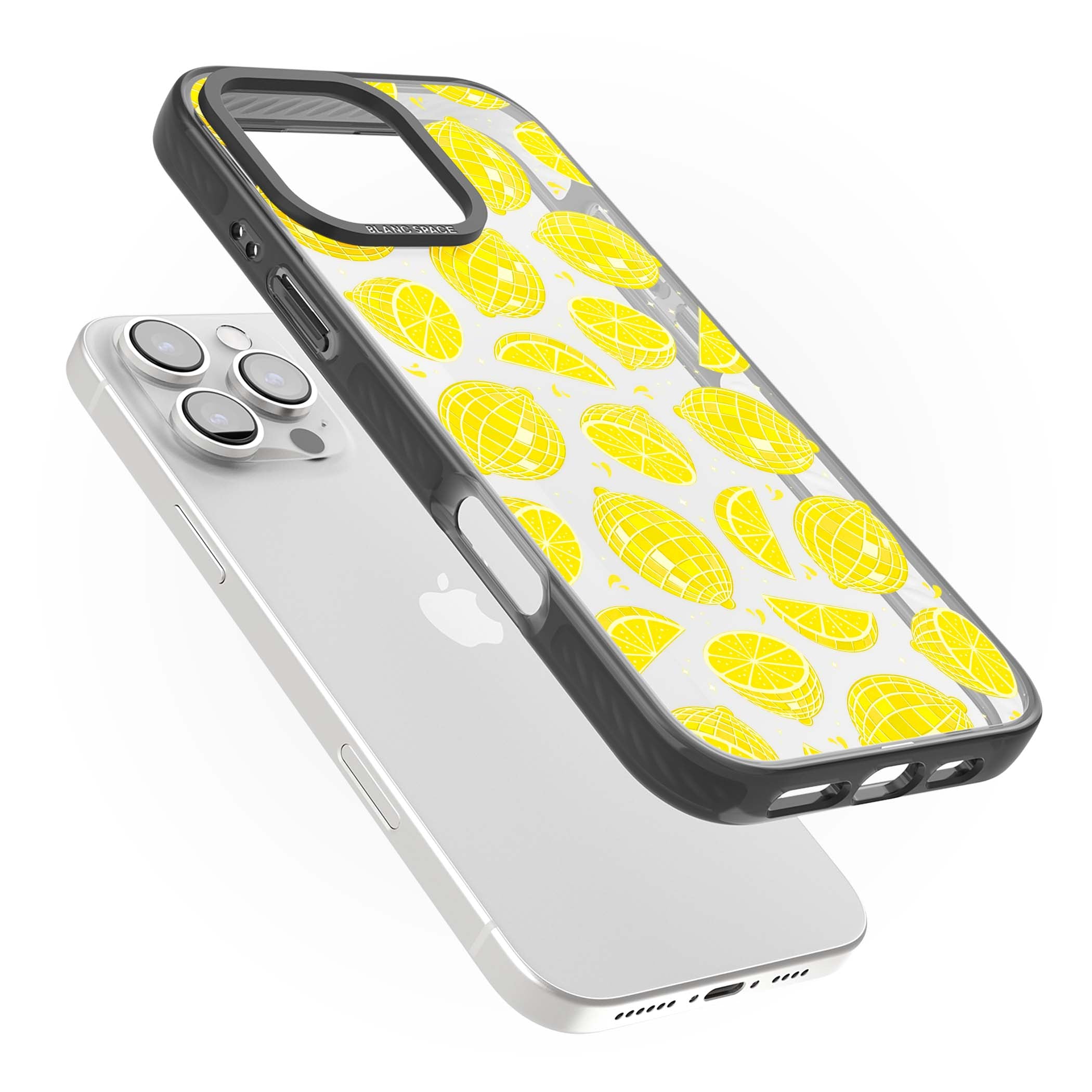Disco Lemons citrus iPhone case featuring mirrorball lemons, sliced fruit and sparkle accents | Black Impact case for iPhone 16 Pro, iPhone 16 Pro Max