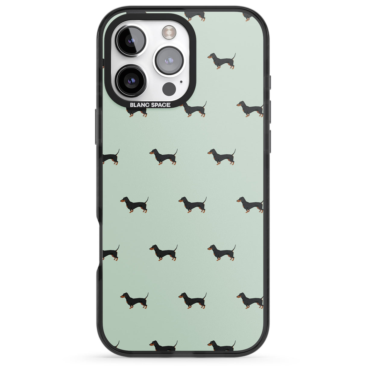 iPhone 16 Pro Max Dachshund Dog Pattern Black Impact Phone Case