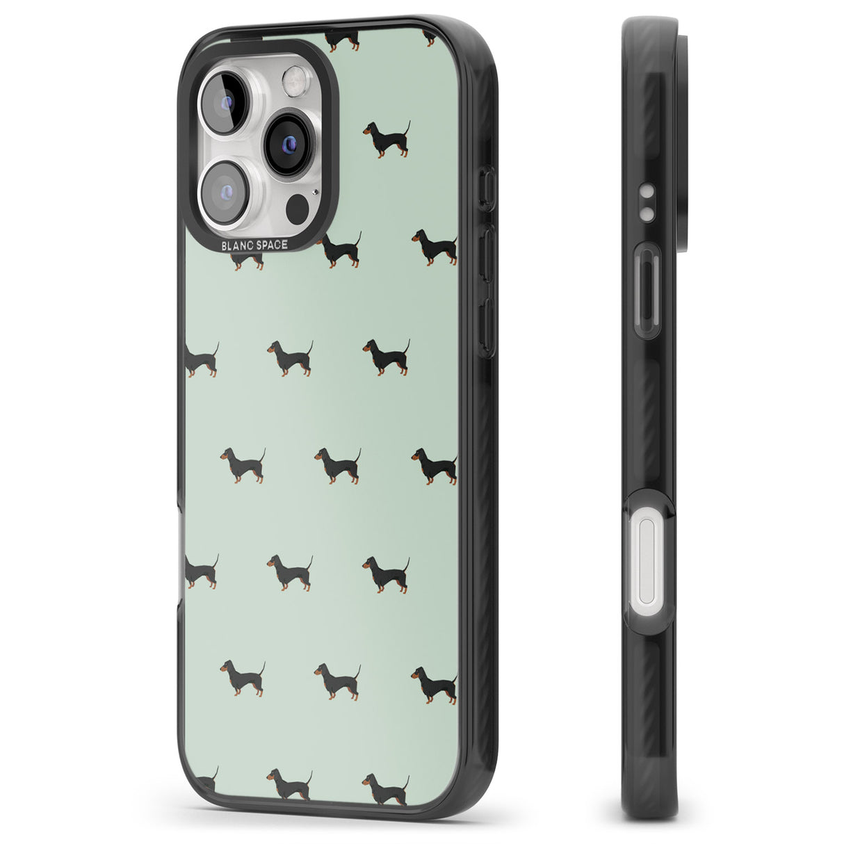 iPhone 16 Pro Max Dachshund Dog Pattern Black Impact Phone Case