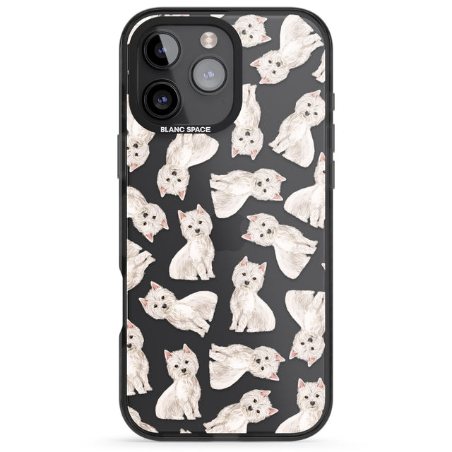 iPhone 16 Pro Max Westie Watercolour Dog Pattern Black Impact Phone Case