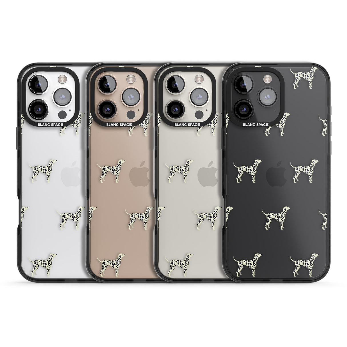 iPhone 16 Pro Max Dalmation Dog Pattern Clear Black Impact Phone Case