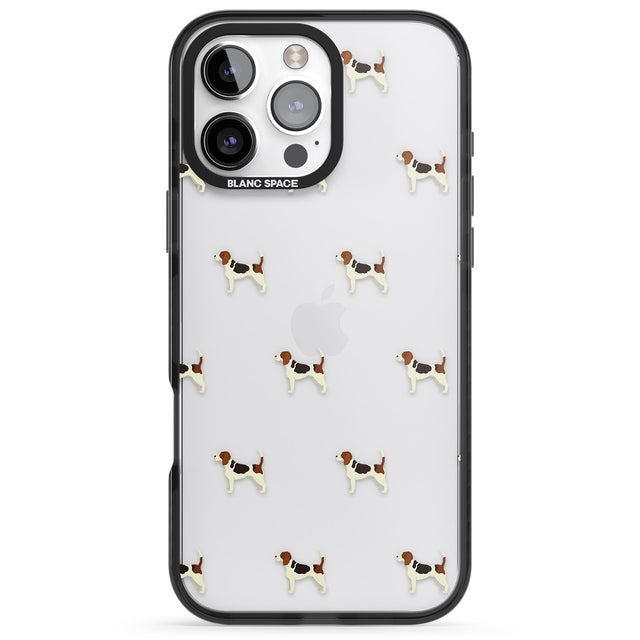 iPhone 16 Pro Max Beagle Dog Pattern Clear Black Impact Phone Case