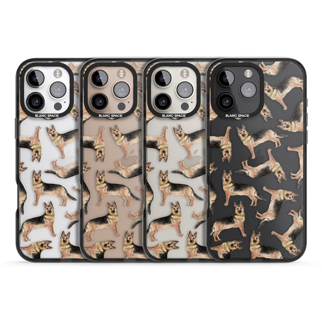 iPhone 16 Pro Max German Shepherd Watercolour Dog Pattern Black Impact Phone Case