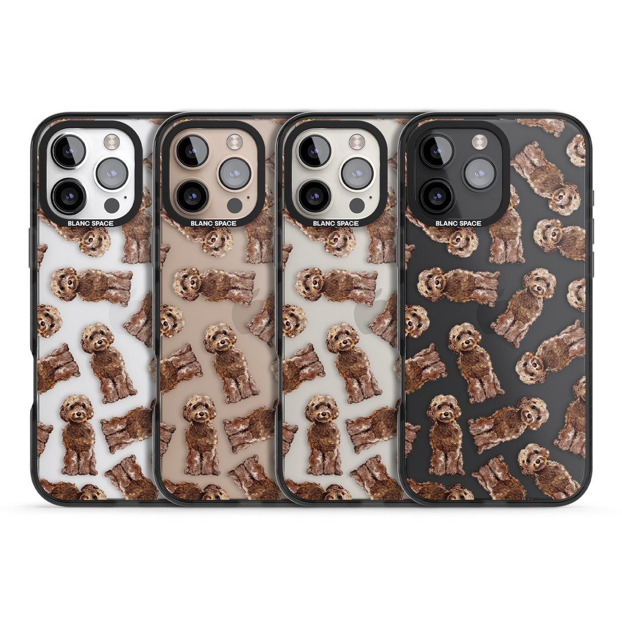 iPhone 16 Pro Max Cockapoo (Brown) Watercolour Dog Pattern Black Impact Phone Case