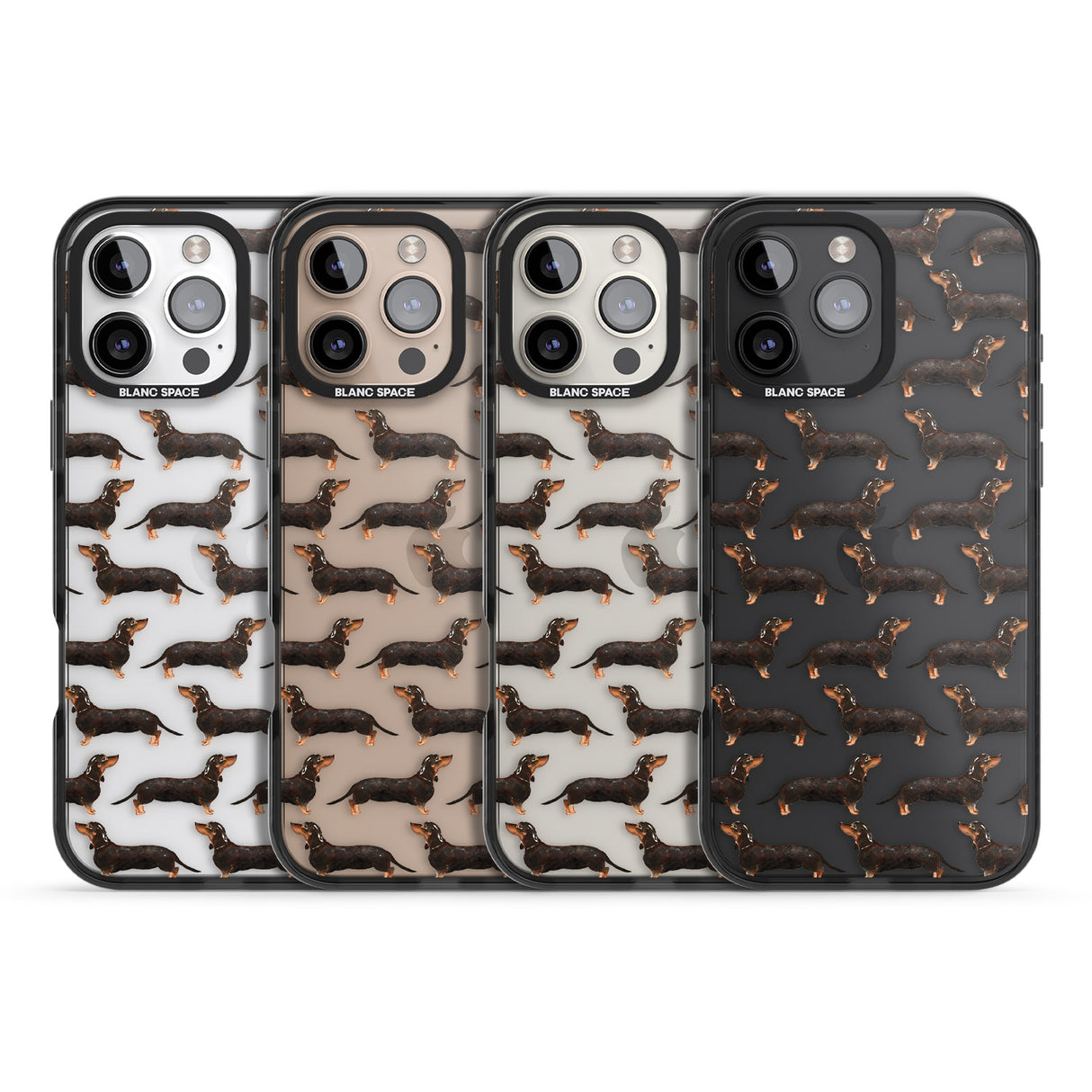 iPhone 16 Pro Max Dachshund (Black & Tan) Watercolour Dog Pattern Black Impact Phone Case