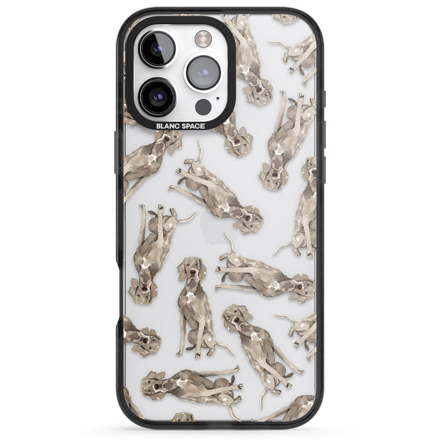 iPhone 16 Pro Max Weimaraner Watercolour Dog Pattern Black Impact Phone Case