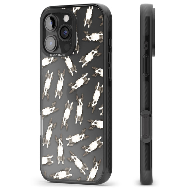 iPhone 16 Pro Max Boston Terrier Watercolour Dog Pattern Black Impact Phone Case