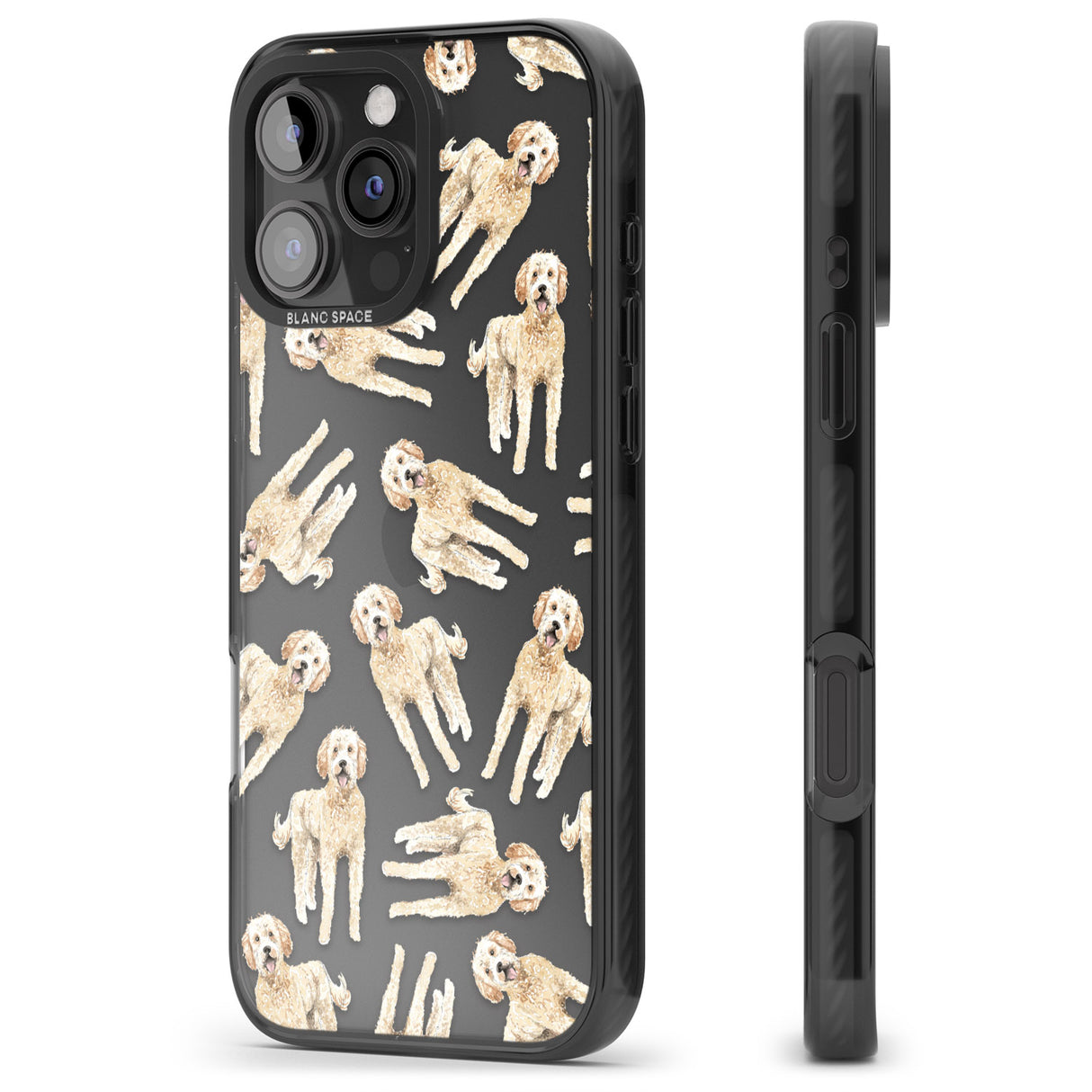 iPhone 16 Pro Max Goldendoodle Watercolour Dog Pattern Black Impact Phone Case