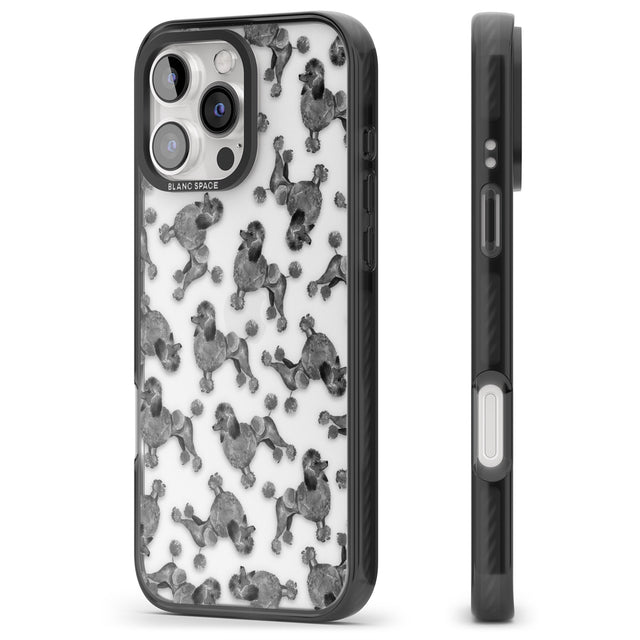 iPhone 16 Pro Max Poodle (Black) Watercolour Dog Pattern Black Impact Phone Case