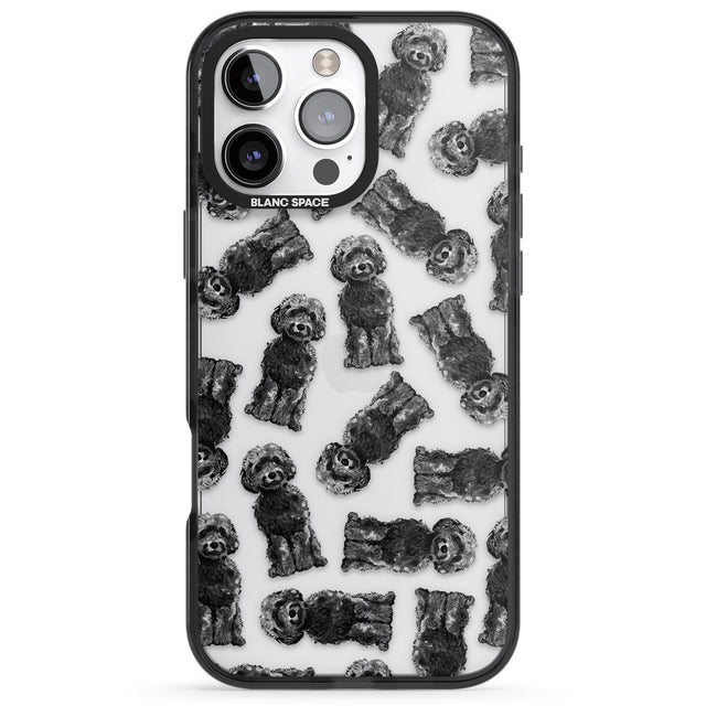 iPhone 16 Pro Max Cockapoo (Black) Watercolour Dog Pattern Black Impact Phone Case