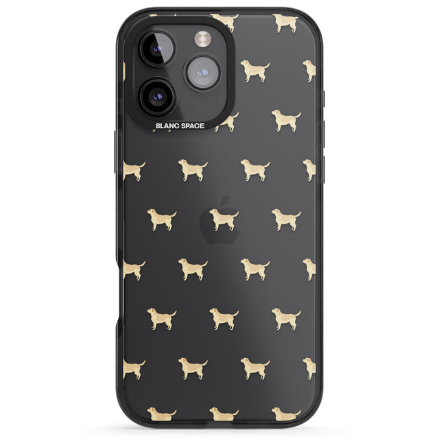 iPhone 16 Pro Max Tan Labrador Dog Pattern Clear Black Impact Phone Case